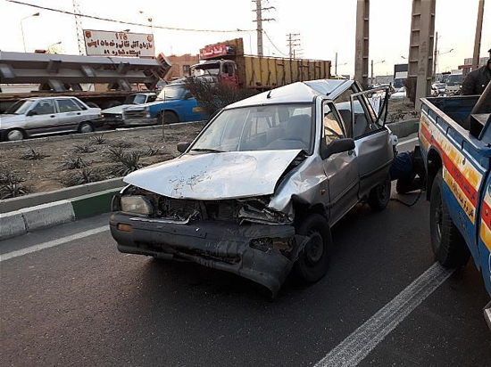 (تصاویر) تصادف هفت خودرو در بزرگراه فتح